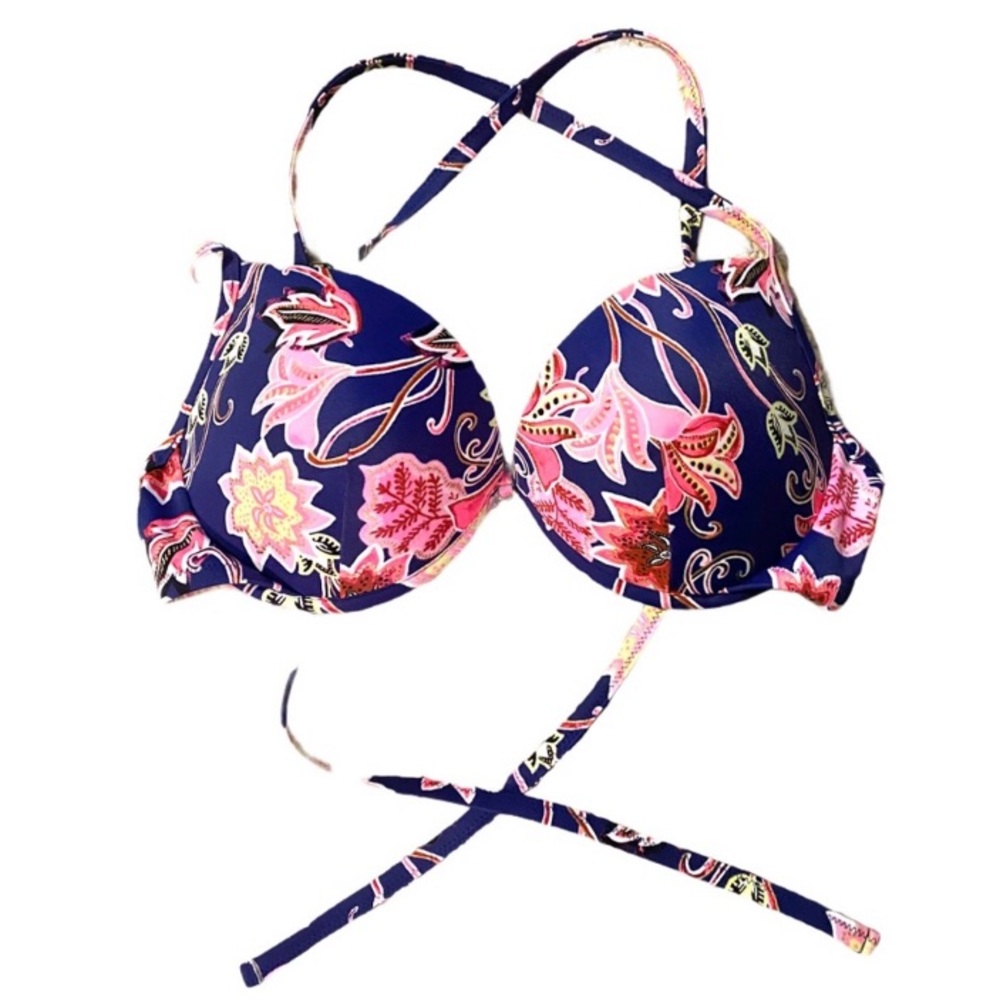 Shade & Shore Floral Ruffle Halter Bikini Top
